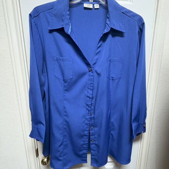 Catos Royal Blue Plus Size 26/28W Blouse with Pockets - Picture 1 of 2